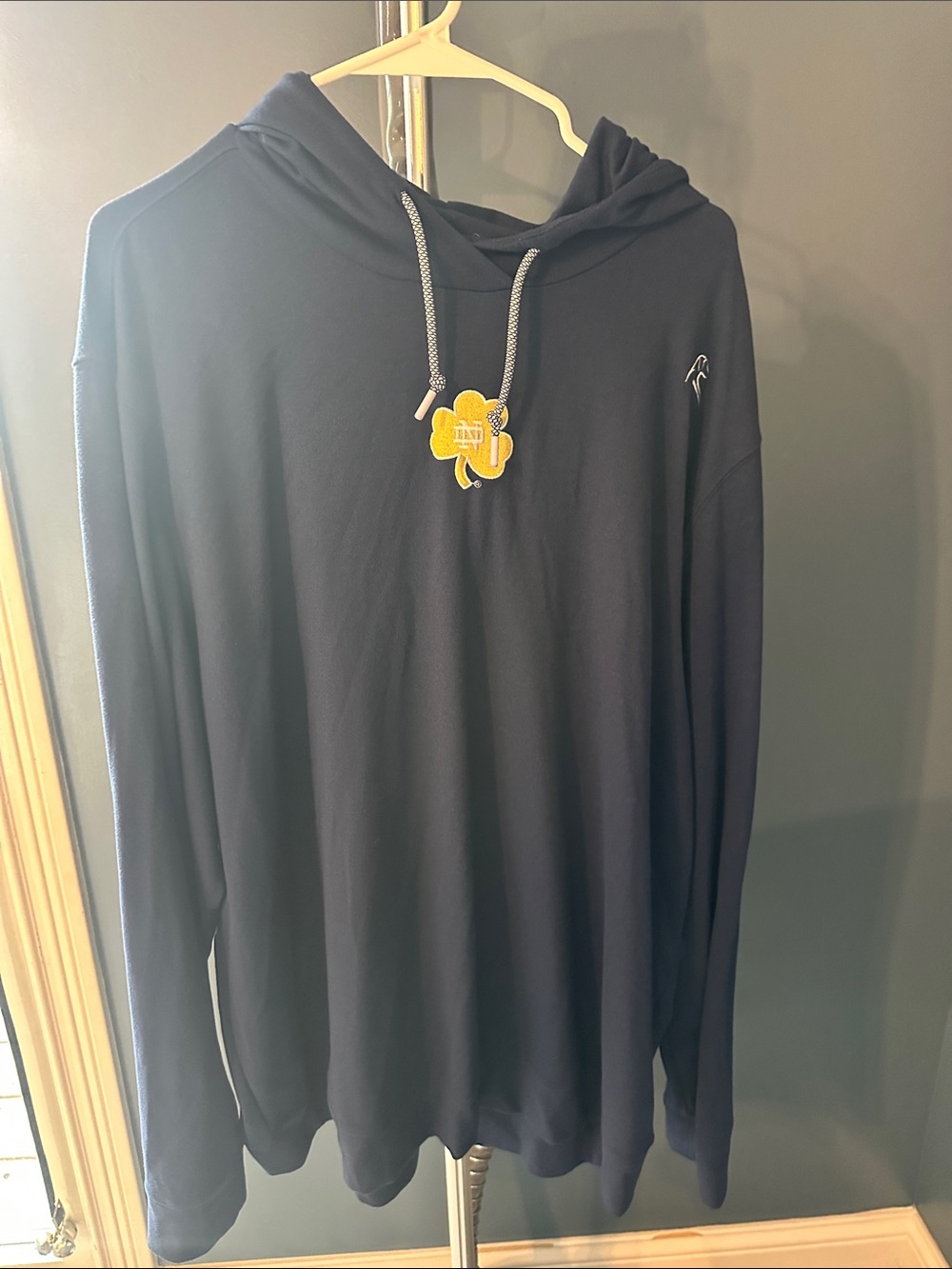 Notre Dame Rhoback Navy Hooded Long-Sleeve Pullover Sweater